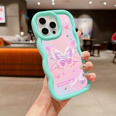 Macaron Weiche TPU Handyhülle für iPhone 11 12 13 14 15 Pro Max SE X Xs XR 6 7 8 Pus Tecno Camon 19 20 Pro Realme C35 Ae68 Schmetterling Blume Niedliches Design