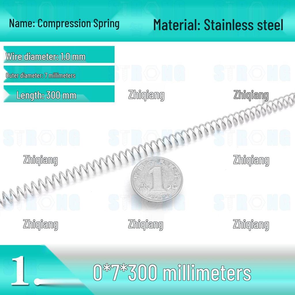 304 Stainless Steel Compression Spring – 300mm Long, High Elasticity, Shock Absorption, Customizable