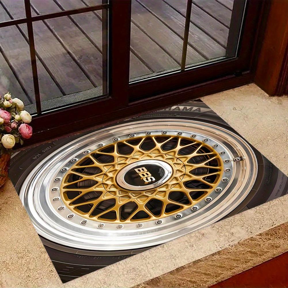 

Car Wheel Doormat Rim Blueprint Print NonSlip Floor Mat for Entryway Garage Man Cave Automotive Enthusiast Decor Welcome Mat 40x60cm