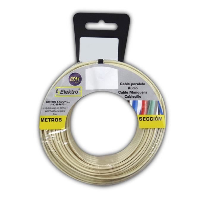 Bobine Câble Parallel Tél. Blanc 2 Voies 20mts
