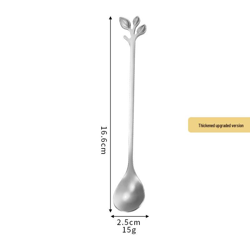 Gold Leaf Stainless Steel Spoon - Creative European Style Fruit, Coffee, Stirring, and Dessert Spoon Gift