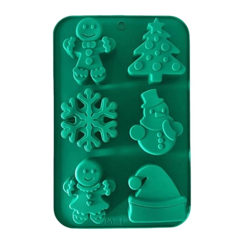 

Food Grade Holiday Baking Tool Silicones Snowmans Santa Candy Chocolate Molds For Christmas Treats And Cake Decorations зелений