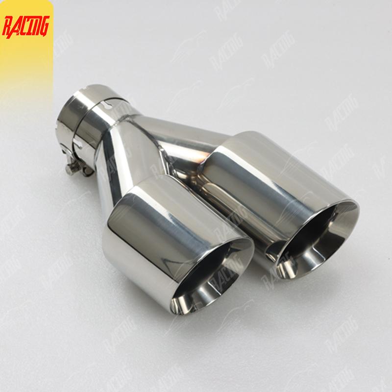 1 Piece Universal Exhaust Systerm Dual Tips Stainless Steel Tail Pipes Car Accessories For Modify Nozzle Muffler