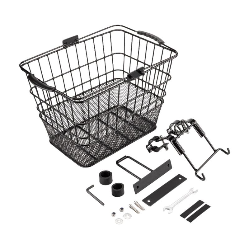 Detachable Front Bike Basket Electric Bikes Storage Basket Cycling Bike Wire Basket for Road Bikes Travel Easy Assembly