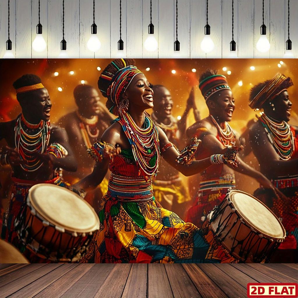 2D flat design 1-piece African-themed banner suitable for home decoration cultural events and birthdays