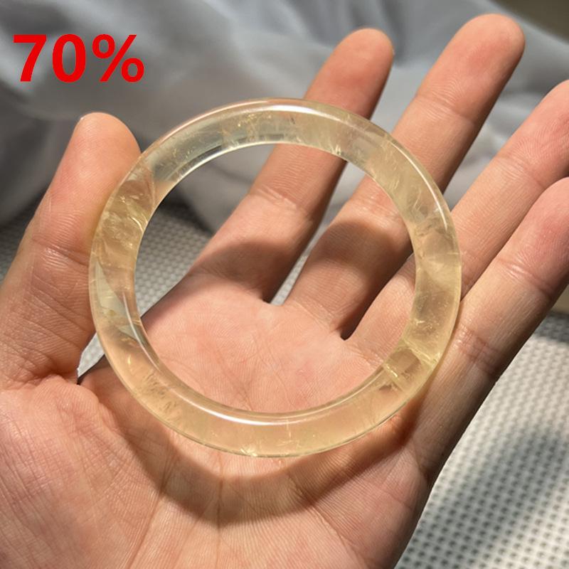 Women's Fashion Natural Citrine Bracelet - Wide Lemon Color, Transparent with Rainbow Effect.