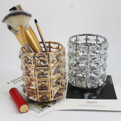 Aufbewahrungsröhre für Make-up-Pinsel aus Metall, Augenbrauenstift, Make-up-Organizer, Perlen, Kristall-Schmuck-Aufbewahrungsbox, Kristall-Make-up-Pinselhalter