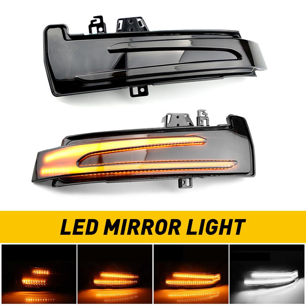 Smoke Sequential LED Side Mirror Lights Turn Signal Fit For Mercedes Benz etc