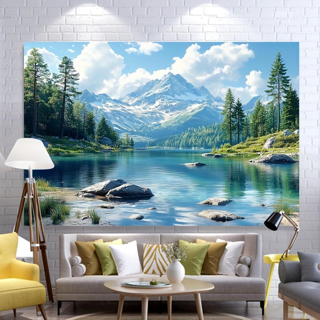 2D Plane 1 Piece of Mountain Forest Background Fabric Suitable for Indoor Parties Weddings Birthdays and Camping Decorations