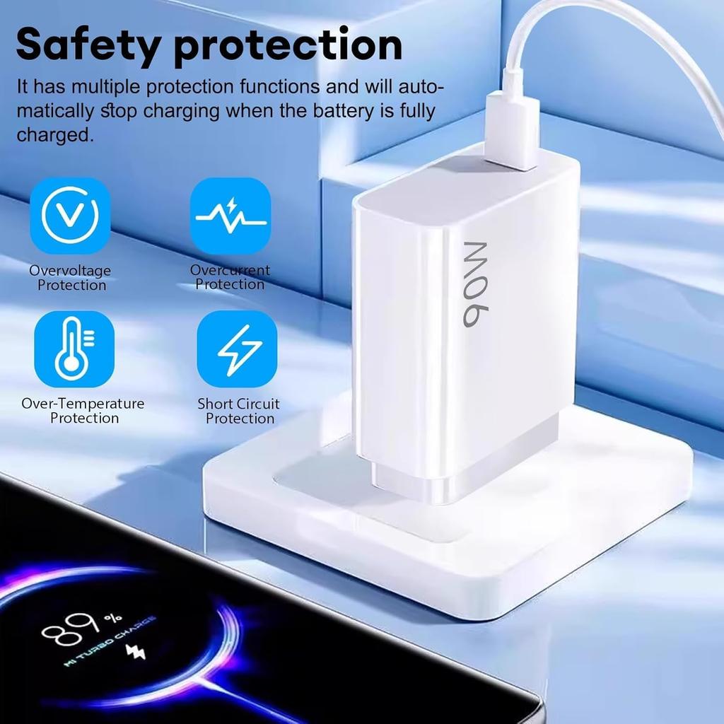 EU Plug Fast Charger For Xiaomi 13 14 Ultra 15 15T 17 Pro Redmi Note 13 14 15 Pro Plus POCO F6 F7 F8 X6 X7 X8 Pro Type C USB Charging Cable