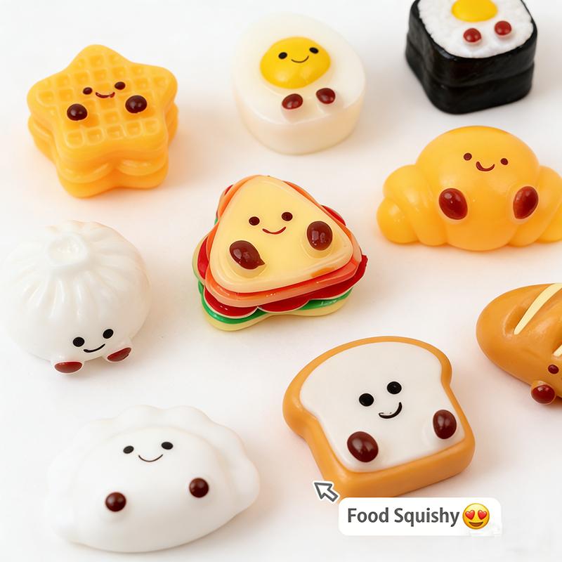 Hi Squishy Toys Bread Dumping Food Squishy Tabas Anti-stress Fidget Toy Squeeze Party Favor Gift Key Chain Blind Bag Pendant