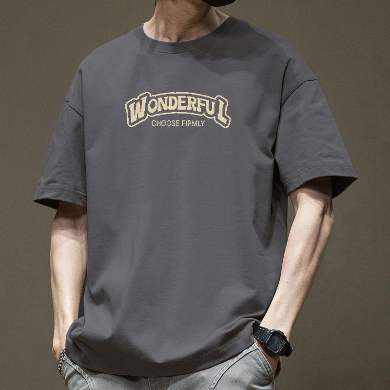 

Американский тренд Простая футболка с принтом с коротким рукавом на лето Нишевая Инс Универсальная повседневная Тяжелая футболка из чистого хлопка Базовая футболка для мужчин 3XL