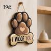 Easy Hanging Entryway Decor Wooden Welcome Sign for Front Door, Decorative Dog Paw Wall Plaque with Pet Lover Gift Idea Hemp Rope Lovers, Home Indoor