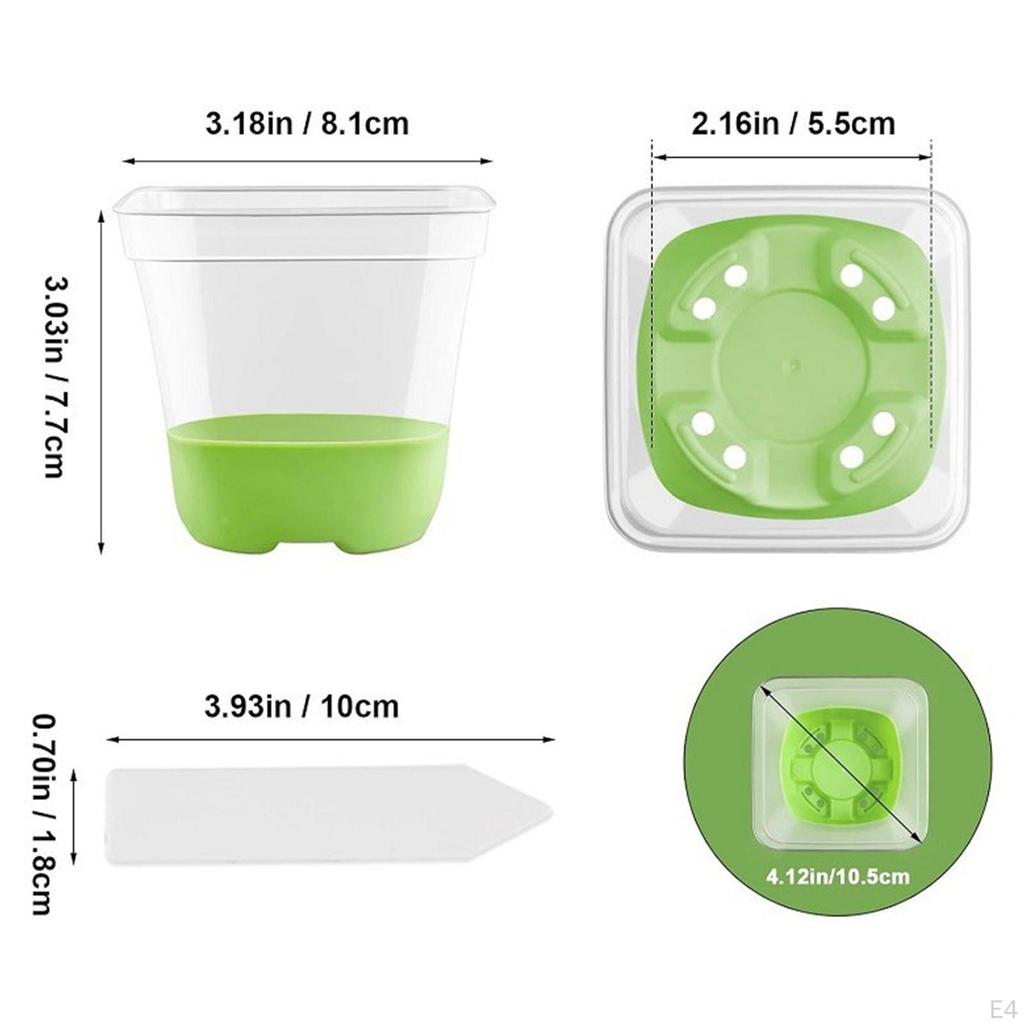 12 -PCs Plant Kindergarten Starter Pots with Drain Hole Quadratical Transparent Flower Seedling