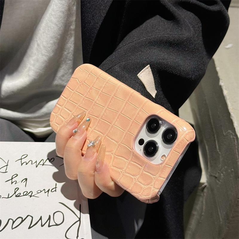 Suitable for Apple 16promax Phone Case, Crocodile Pattern IPhone15 Creative 14pm Shockproof 13 Men's and 12 Women's Leather Cases