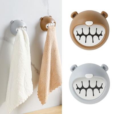 Durable Towel Rack Self-adhesive Space-saving Anti-collision No Harm To Walls Creative Bear Holder
