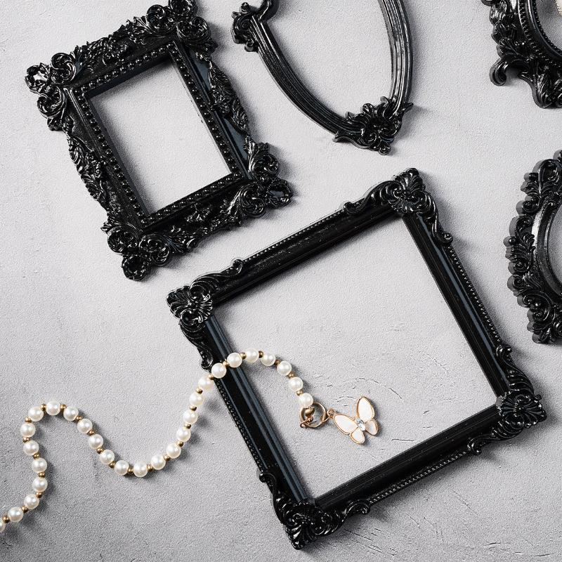 1Pcs European-Style Resin Material Black-Edged Prop Photo Frame, Diy Wall Decoration, Suitable For Shooting Props