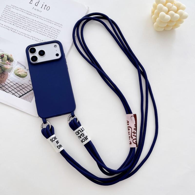 

Solid Lanyard Case For iPhone 17 Pro Max 16 16E 15 11 12 13 14 Plus Air Fashion Crossbody Cord Strap Soft Silicone Cover for iPhone11 pro max