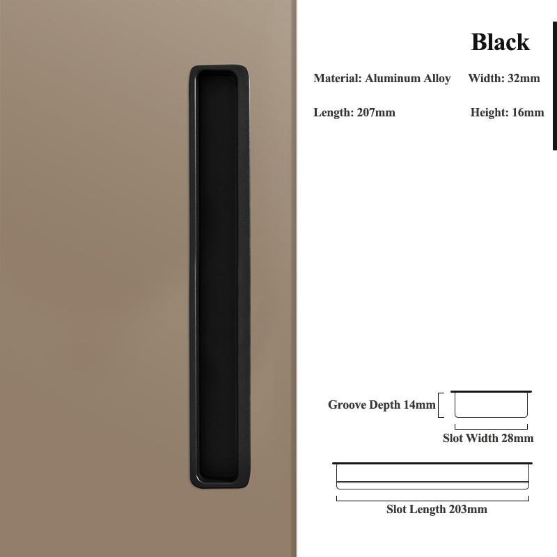 Modern Minimalist Embedded Grooved Sliding Door Handle Concealed Extended Cabinet Handle Wardrobe Closet Furniture Drawer Pulls