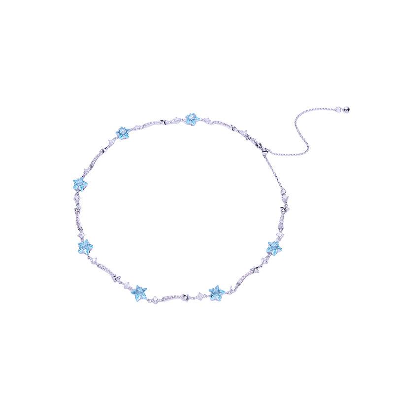 New Light Luxury Zircon Niche Sea Blue Star Necklace Dopamine Collarbone Chain High-end Neck Chain Fashion Accessories 2026