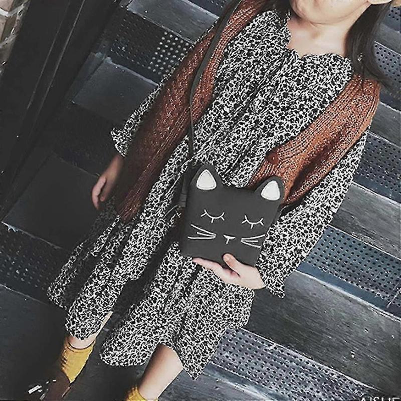 1 Pcs Kids Cat Purse For Little Girls Toddlers Wallet Crossbody Bagblack