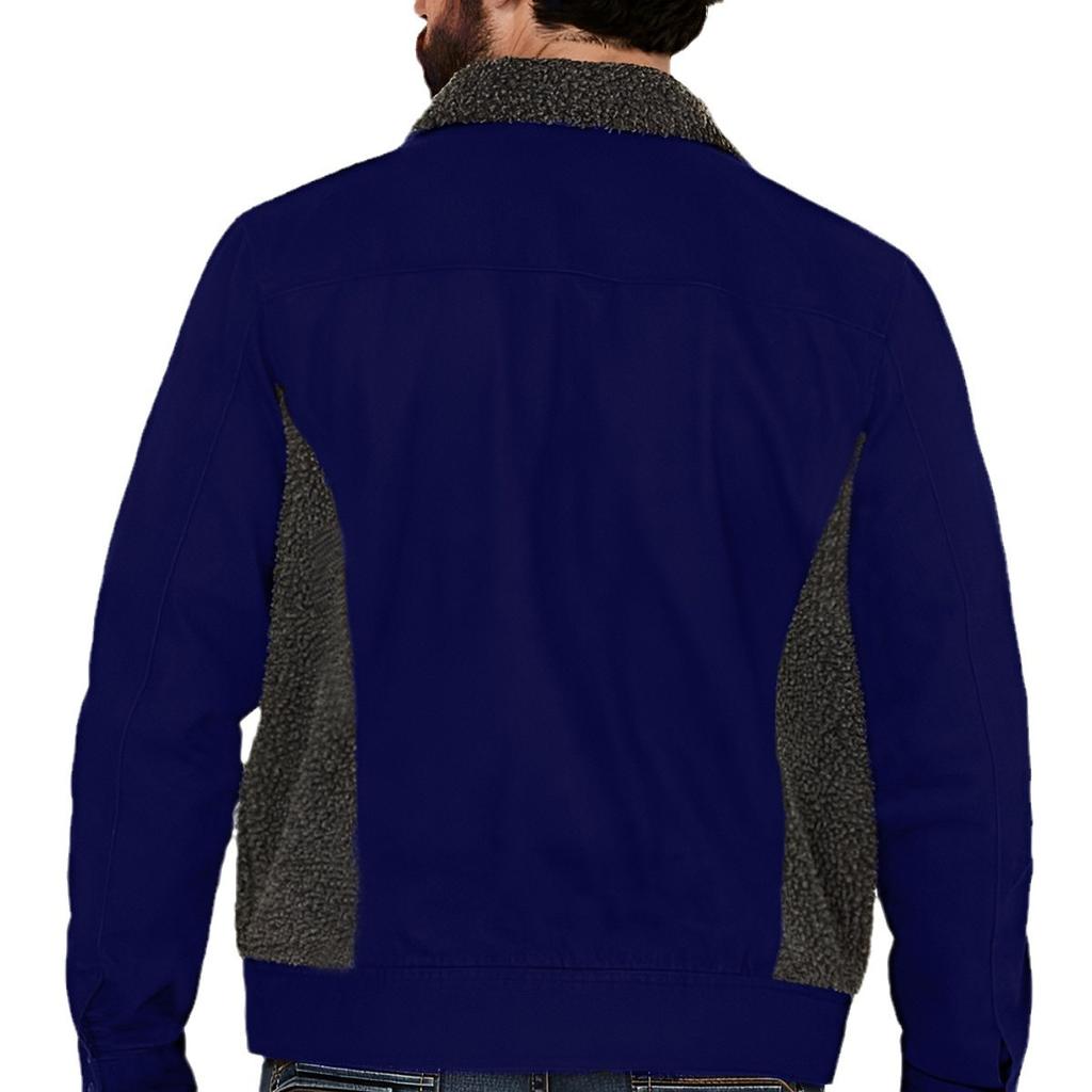 Autumn and Winter New Lamb Wool Splicing Woolen Coat European Jacket Men's