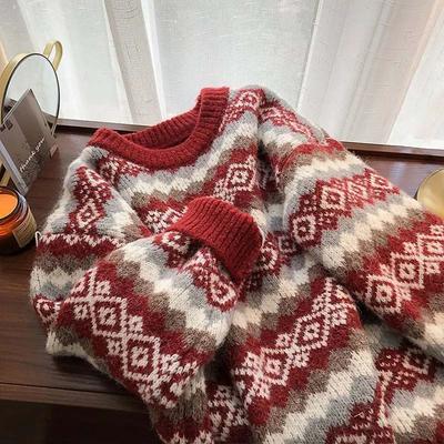 Pullover Frauen Herbst und Winter Warm Bequem Schößchen Pullover Runde Kragen Lose Beiläufige Oberbekleidung Tops