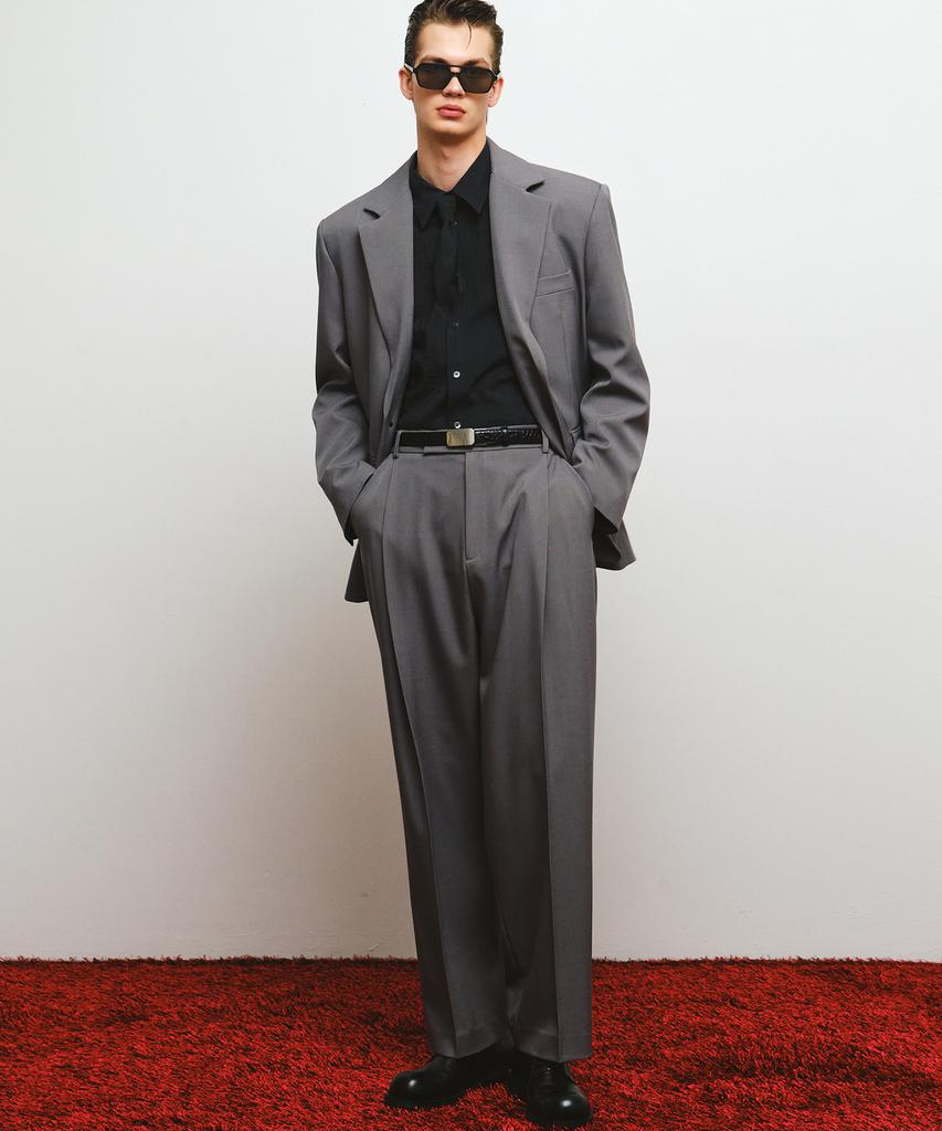 Pantaloni larghi classici a una piega NOIRER anni '80 (Grigio)