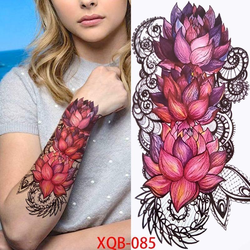 1 PC 210*114MM Waterproof Temporary Tattoo Sticker Spider Flash Tattoos Sanskrit Tiger Flower Body Art Arm Fake Tatoo For Women Men