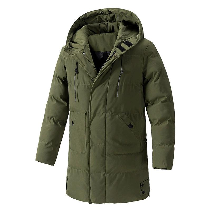 Giacca invernale lunga con cappuccio calda da uomo, ampia e comoda, antivento, imbottita, calda