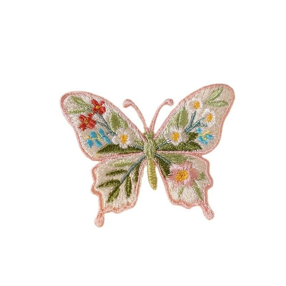 2pcs Heat Transfer Flower Patches Embroidery Design Butterfly Patches For Clothing Accessories