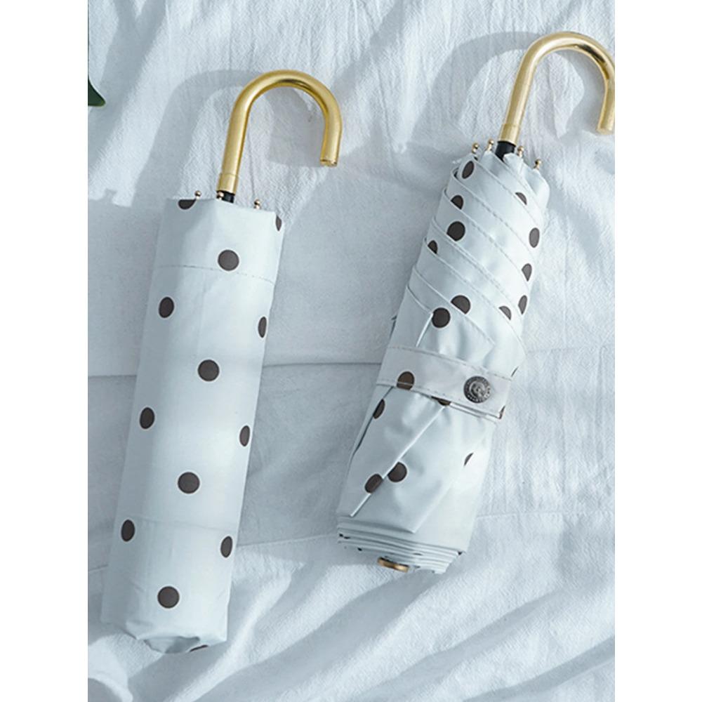 retro polka dot sunshade umbrella, sun protection umbrella, female curved hook, sun and rain dual-purpose folding