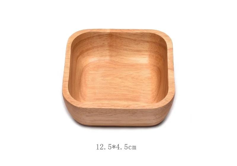 HEMU Квадратная деревянная тарелка для фруктового салата, тарелка для сухофруктов, торта, закусок, ретро посуда, простой поднос для чая, десертная тарелка для закусок