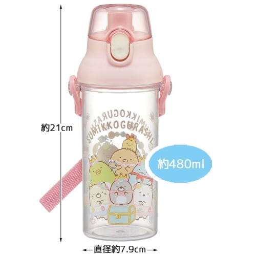 Skater Water Bottle 480ml Sumikko Gurashi Mole House Sanrio Plastic Clear Bottle for Children Made in Japan PSB5TR-A