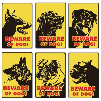 Attenzione al Cane Cartelli Metallici Vintage in Latta Poster Avviso Cane Targhetta Retrò Decorazione Murale