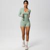 High Waisted Tight Fitting Sandblasting Yoga Suit, Naked Sensation Quick Drying Fitness Set, Outdoor Leisure Running Three Piece Set For Women