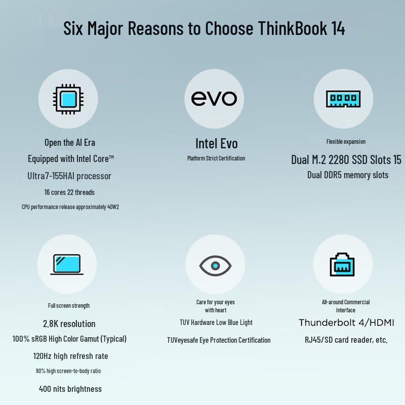 Lenovo ThinkBook 14 Laptop with Core Ultra 7 (CN version)