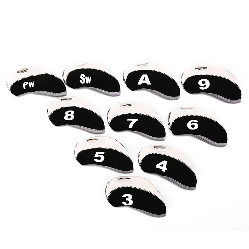 1Set 10Pcs Golf Club Iron Putter Protective Head Cover Putter Visible