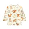 Kinder Tierdruck Rundhals Dreiviertelarm Lässiges T-Shirt Weicher Stoff Bequeme Passform Leichtes Design
