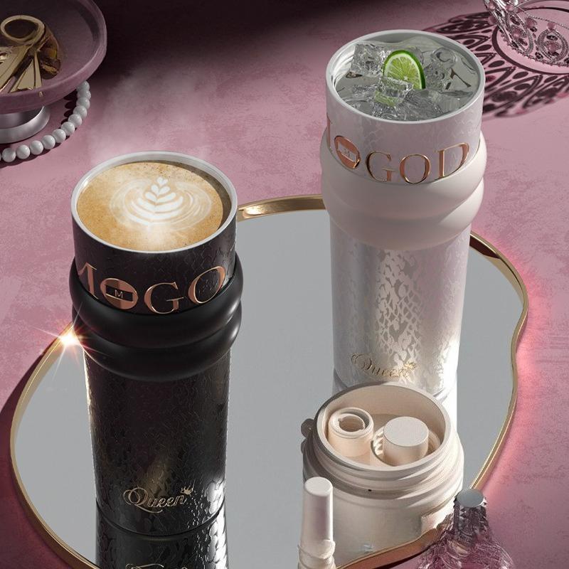 710ml Travel Thermos with Straw and Leak-Proof Lid Stainless Steel Metal Water Bottle for Hot and Cold Coffee Drinks