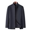 Men's Light Luxury 100 Wool Jacket Autumn and Winter New Middle-aged Casual Solid Color Stand-up Collar Woolen Jacket Men's Coat