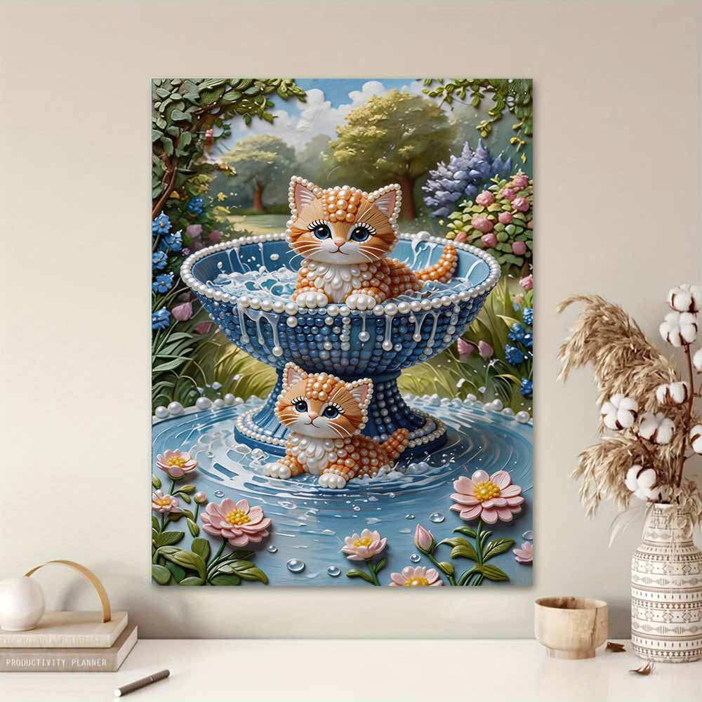 Unique DIY Pearl Gem Painting Kit 30x40cm Kitten Frameless Art Perfect Handmade Gift for Adults Home Wall Decor for Any Occasion