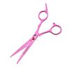 6.0" Pink Pathfinder Stainless Steel Grooming Scissors Set - 4 Pieces: Includes Straight & Curved Scissors.