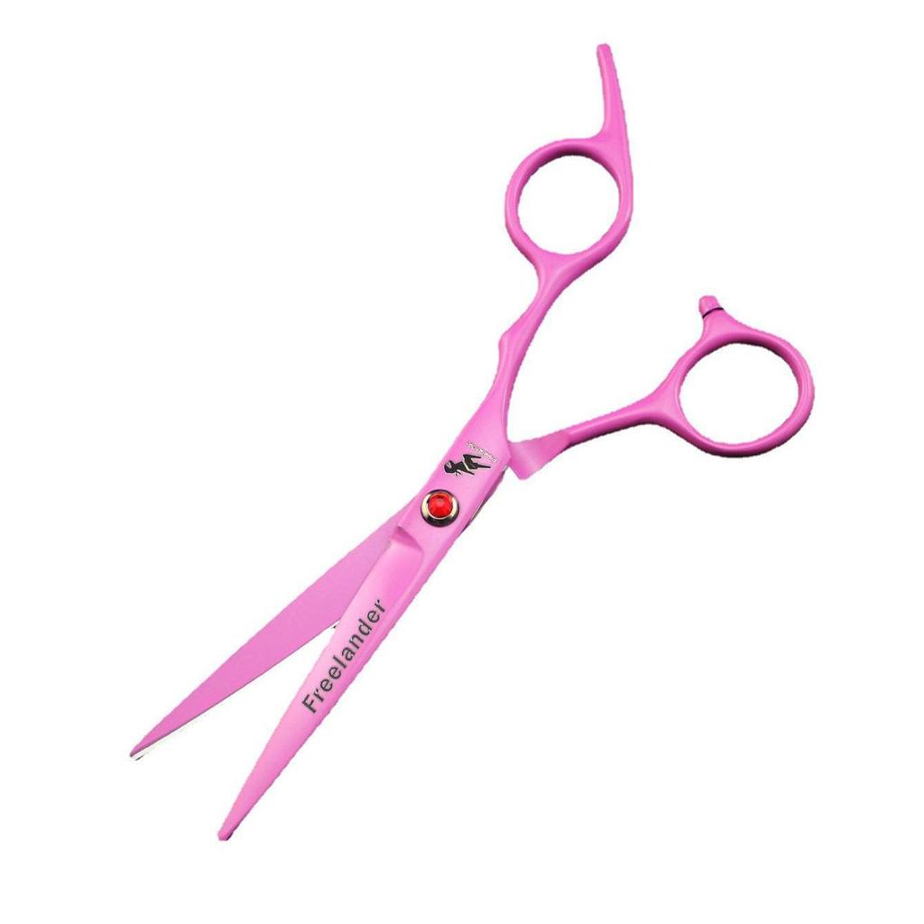 6.0" Pink Pathfinder Stainless Steel Grooming Scissors Set - 4 Pieces: Includes Straight & Curved Scissors.