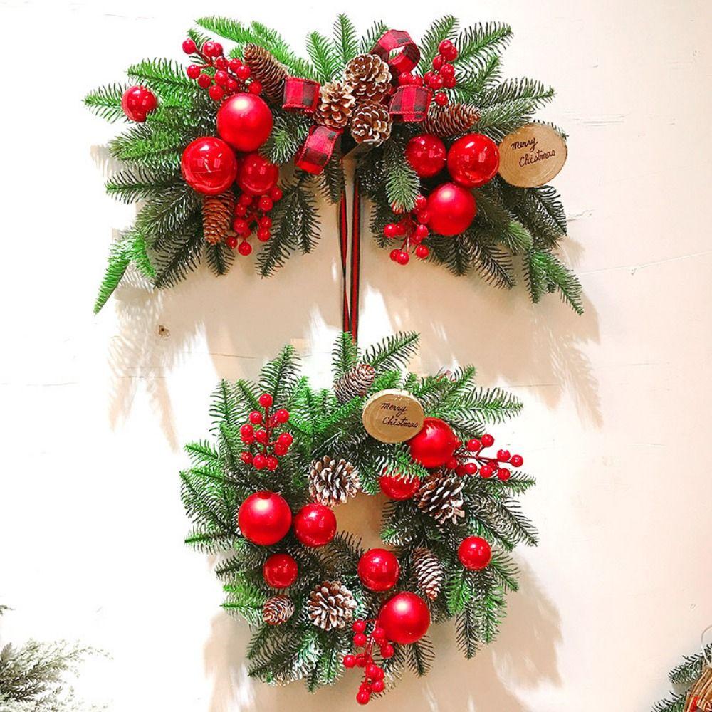 DIY Xmas Tree Garland Realistic Pine Cone Wall Hanging Floral Wreath  Photographic Prop