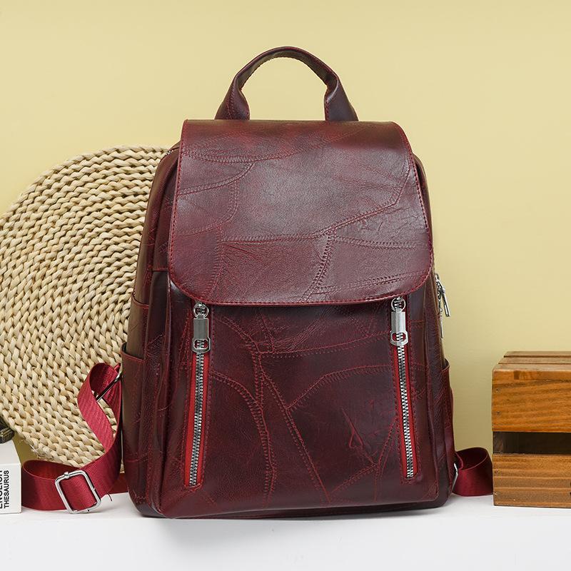 New Women's Backpack Simple Large Capacity Fashionable Retro Travel Backpack PU Soft Leather Texture Commuting Bag