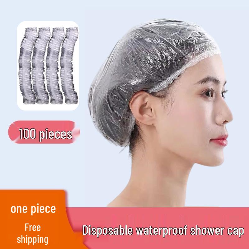 Women's Waterproof Disposable Shower Cap - Thick Anti-Oil Fume Bathing and Hair Mask Hat