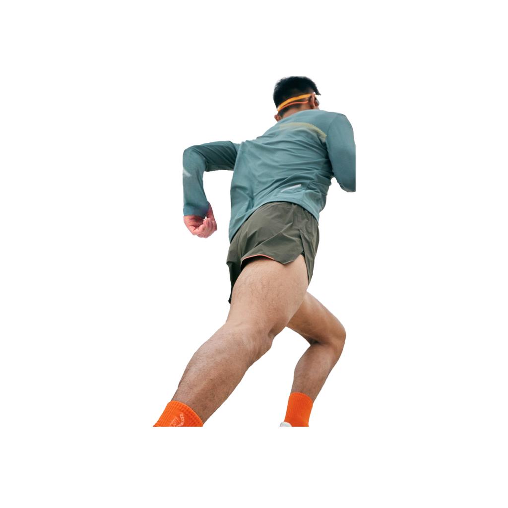 Saucony Mens Running Series Letter Elastic Mid Waist Casual Shorts Men shorts Muted-Yellow Green SC2249031D-GE67