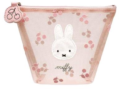Marimo Craft Miffy Cherry Fleur Series Mesh W160 X H120 X D50mm Boat-Shaped Pouch, Pink, Approx. (DBM-2615)