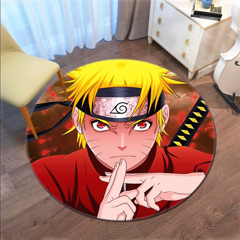 Famous cartoon NARUTO protagonist Uzumaki Naruto round carpet soft home decoration anti-slip door mat outdoor picnic mat carpet M3